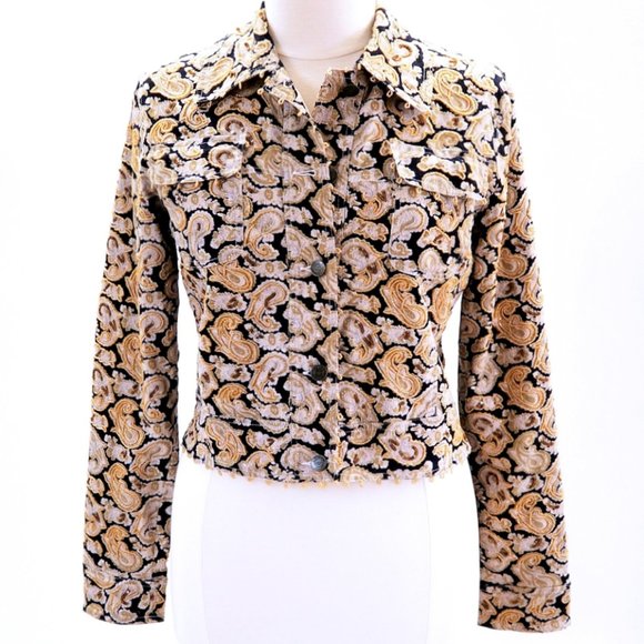 SOLD Armani Jeans Beaded Trucker Jacket Cropped - Picture 2 of 7